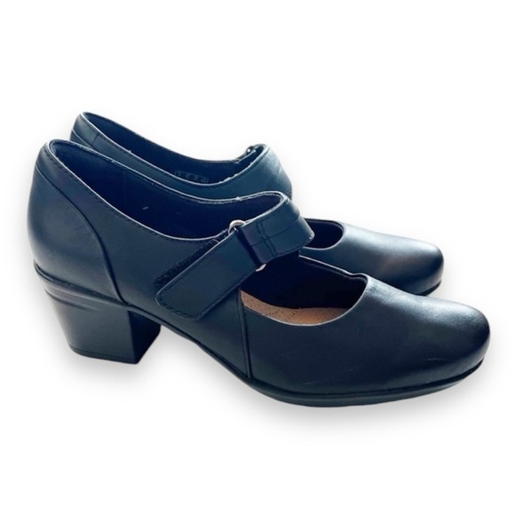 Clarks Collection Black Leather Mary Jane Heels Women’s Size 6.5 Witchy Demure - Picture 9 of 9